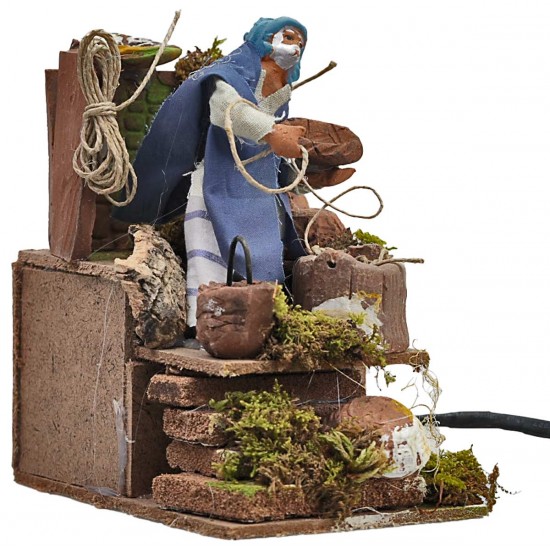Basket maker in motion 10 cm for nativity scene Mondo Presepi