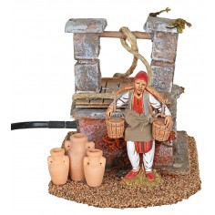 Water carrier at the well in motion Landi 10 cm for Mondo nativity scene