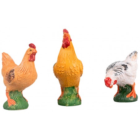 Conjunto de tres aves de corral en PVC para estatuas de 20-30 cm