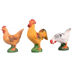 Set tre gallinacei in pvc per statue 20-30 cm per presepe Mondo
