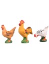 Conjunto de tres aves de corral en PVC para estatuas de 20-30 cm