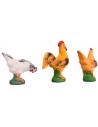 Conjunto de tres aves de corral en PVC para estatuas de 20-30 cm