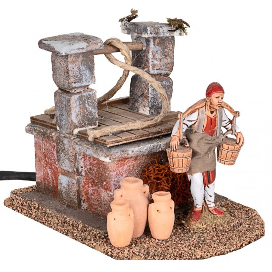 Water carrier at the well in motion Landi 10 cm for Mondo nativity scene