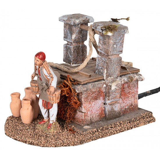 Acquaiolo al pozzo in movimento Landi 10 cm per presepe Mondo