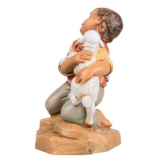 Bimbo inginocchiato con agnello serie 30 cm Fontanini per