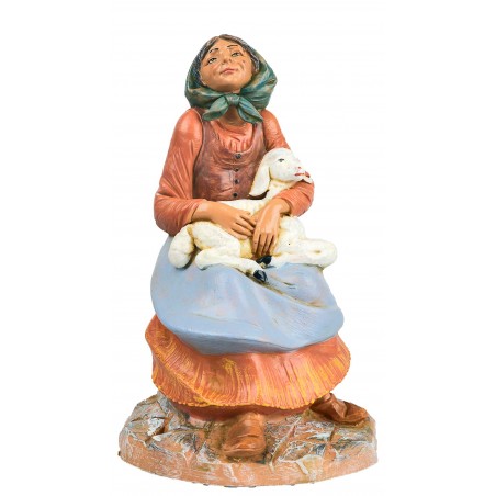 Pastorella seated with pecora series 30 cm Fontanini