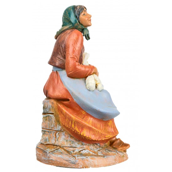 Pastorella seduta con pecora serie 30 cm Fontanini per presepe