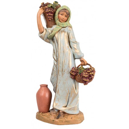 Mujer con cestas de uvas 30 cm Fontanini