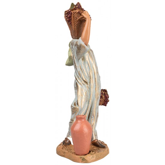 Mujer con cestas de uvas 30 cm Fontanini