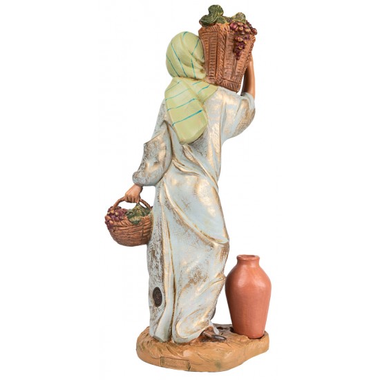 Donna con cesti di uva 30 cm Fontanini per presepe Mondo Presepi