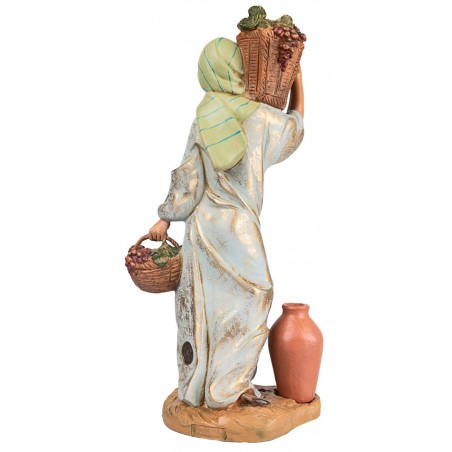 Mujer con cestas de uvas 30 cm Fontanini