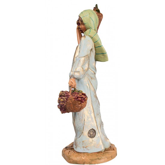 Mujer con cestas de uvas 30 cm Fontanini