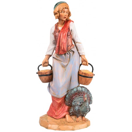 Contadina con tacchino 30 cm Fontanini per presepe Mondo Presepi