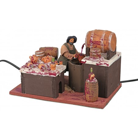 Vinaio in movimento con botte funzionante 12 cm per presepe