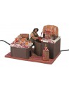 Moving winemaker with working barrel 12 cm for nativity scene