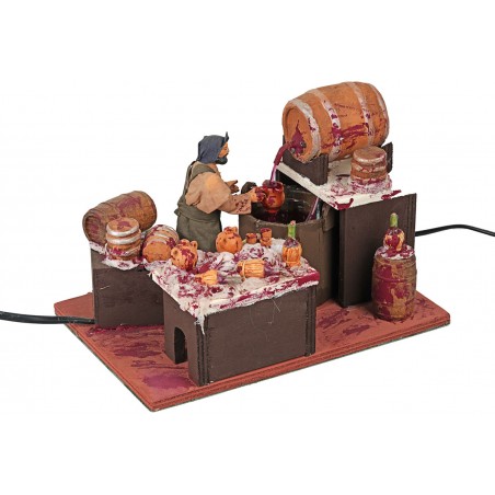 Vinaio in movimento con botte funzionante 12 cm per presepe