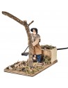 Lumberjack cutting single tree in motion 12 cm by