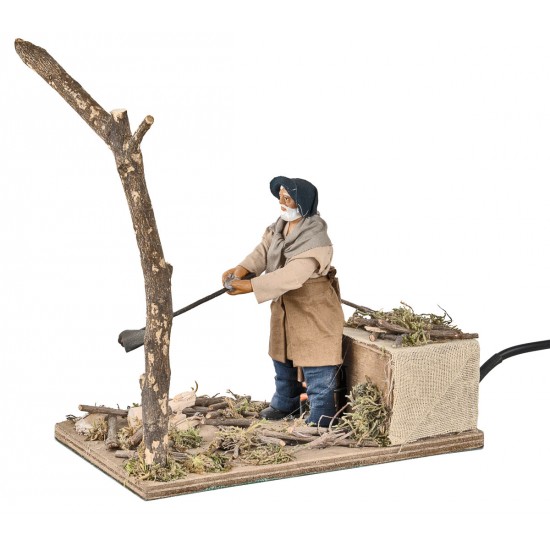 Lumberjack cutting single tree in motion 12 cm by