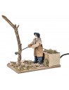 Lumberjack cutting single tree in motion 12 cm by