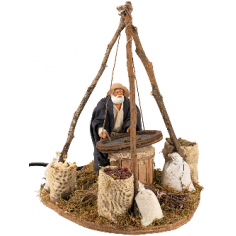 Man with Sieve Moving 12 cm for Nativity Scene Mondo Presepi