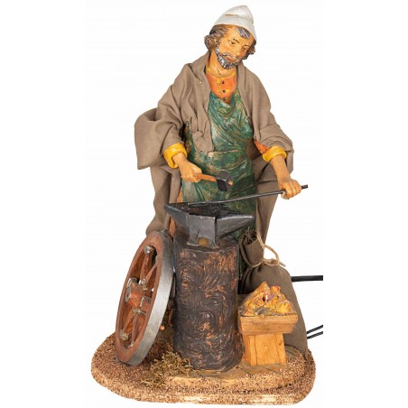 Blacksmith at work in motion Fontanini 30 cm with fire for