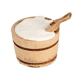 Tina de madera con harina y paleta ø 2,5 cm