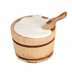 Tina de madera con harina y paleta ø 2,5 cm