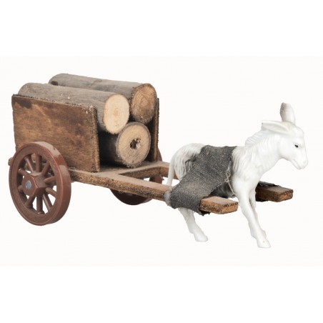 Carro pequeño de madera con burro de tiro