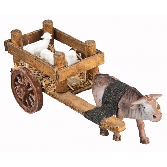 Carro de madera con ovejas