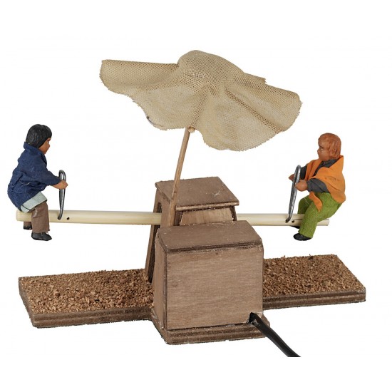 Bimbi sul dondolino in movimento 12 cm per presepe Mondo Presepi