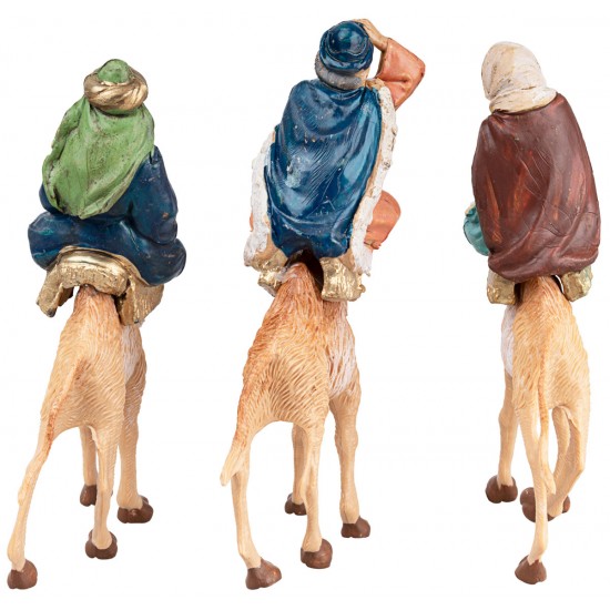 Set tre Re Magi su cammello serie 10 cm per presepe Mondo