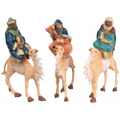 Set tre Re Magi su cammello serie 10 cm per presepe Mondo