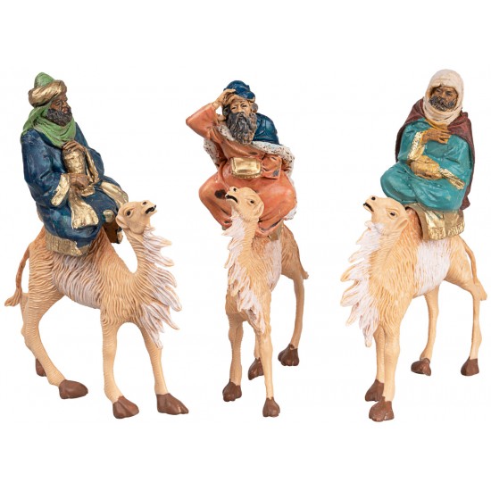 Set tre Re Magi su cammello serie 10 cm
