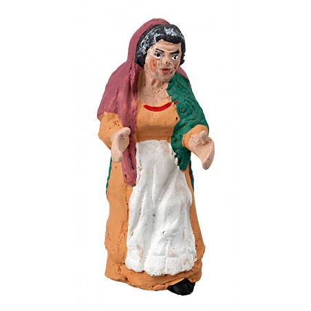 8 cm Painted Terracotta Woman for Nativity Scene Mondo Presepi