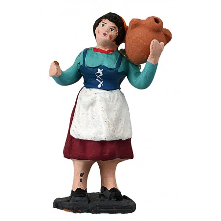 Mujer 10 cm con ánfora en el hombro en terracota pintada