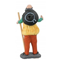 Pastore 10 cm con bastone e cappello in terracotta dipinta 2