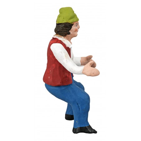 Pastore seduto della serie 10 cm in terracotta dipinta