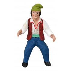 Pastore seduto della serie 10 cm in terracotta dipinta per 2