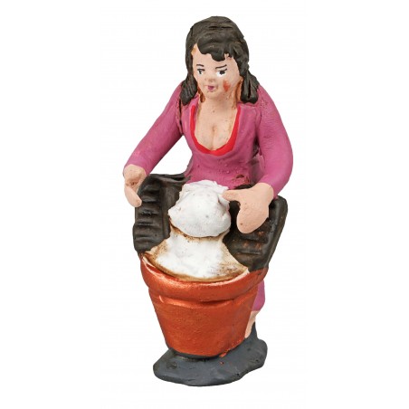 Laundress series 10 cm in painted terracotta for Mondo nativity scene