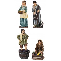 Set 4 statue 15 cm in resina per presepe Mondo Presepi