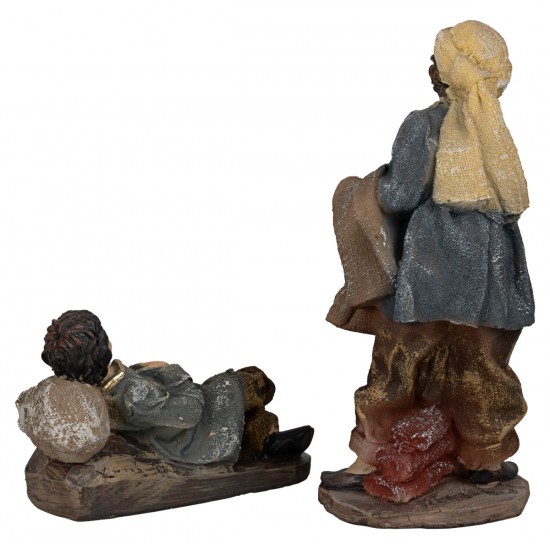 Set 2 statue 15 cm in resina per presepe Mondo Presepi