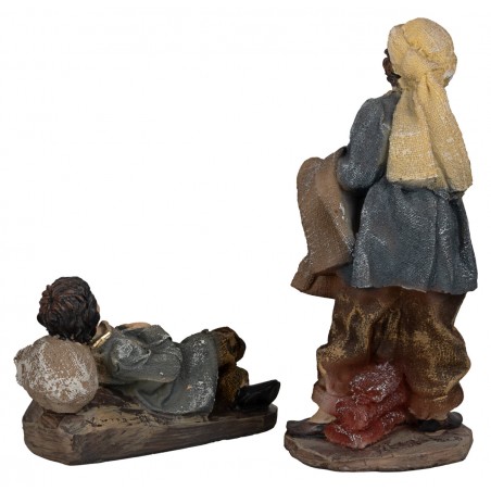 Set 2 statue 15 cm in resina per presepe Mondo Presepi