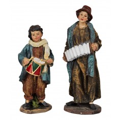 Set de 2 músicos de la serie de 15 cm en resina para belén Mundo