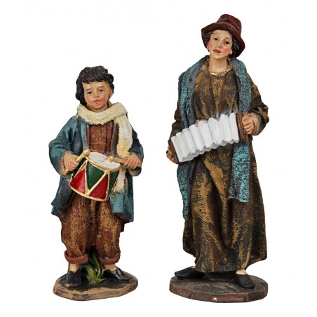 Set de 2 músicos de la serie de 15 cm en resina para belén Mundo