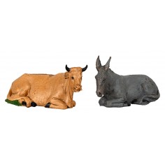 Donkey and ox set series 12/13 cm Landi Moranduzzo for nativity scene