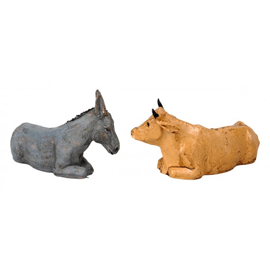 Donkey and ox set series 12/13 cm Landi Moranduzzo for nativity scene