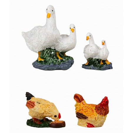 Set de 4 animales de granja en resina para estatuas de 10/12 cm