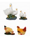 Set 4 animali da cortile in resina per statue da 10 cm per