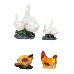Set 4 animali da cortile in resina per statue da 10 cm per 2