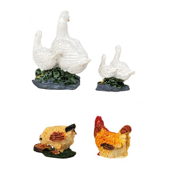 Set de 4 animales de granja en resina para estatuas de 10/12 cm